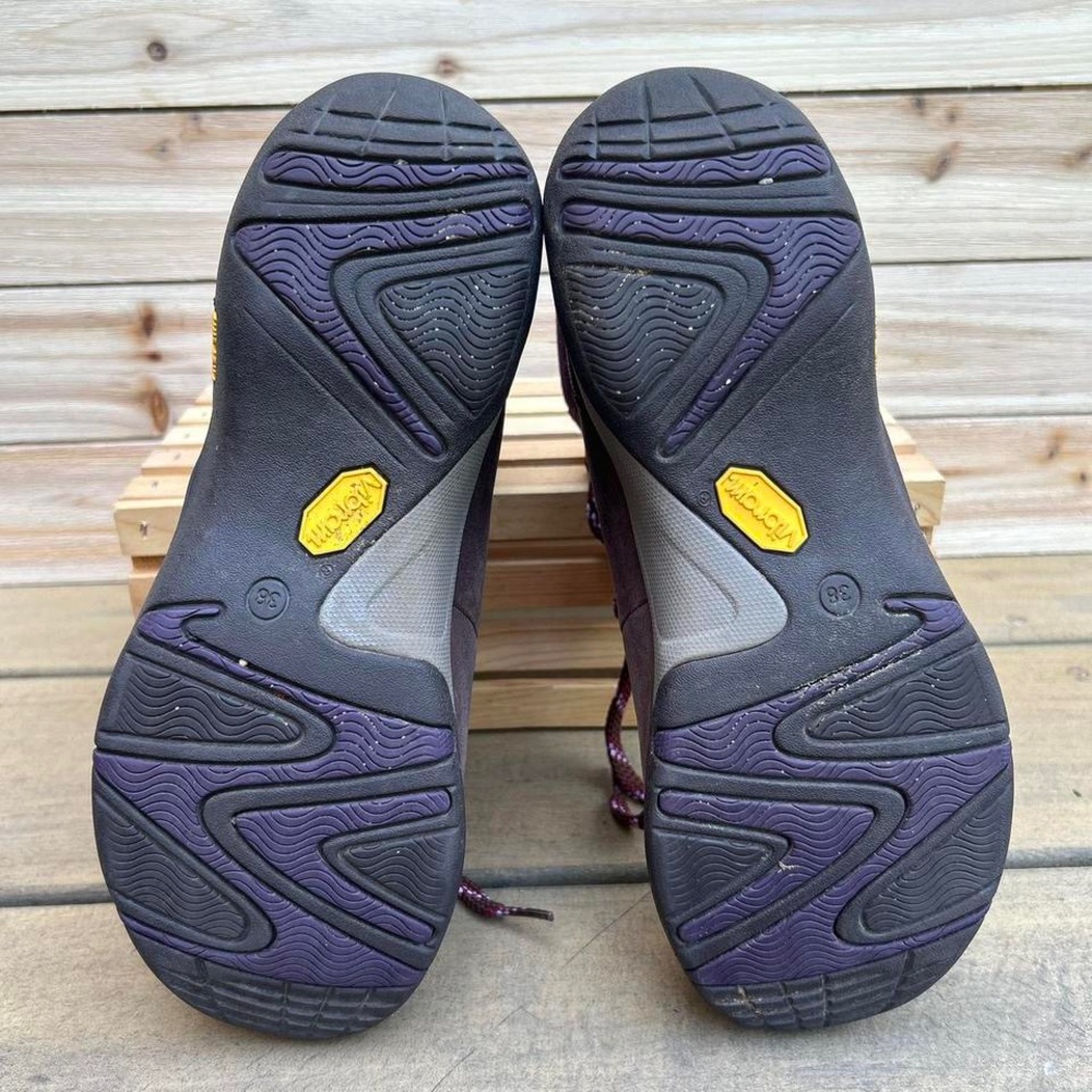 Brown and Purple Leather Dansko Chelsey Boot Hiking Boots w/ Faux Fur Lining - Picture 8 of 8